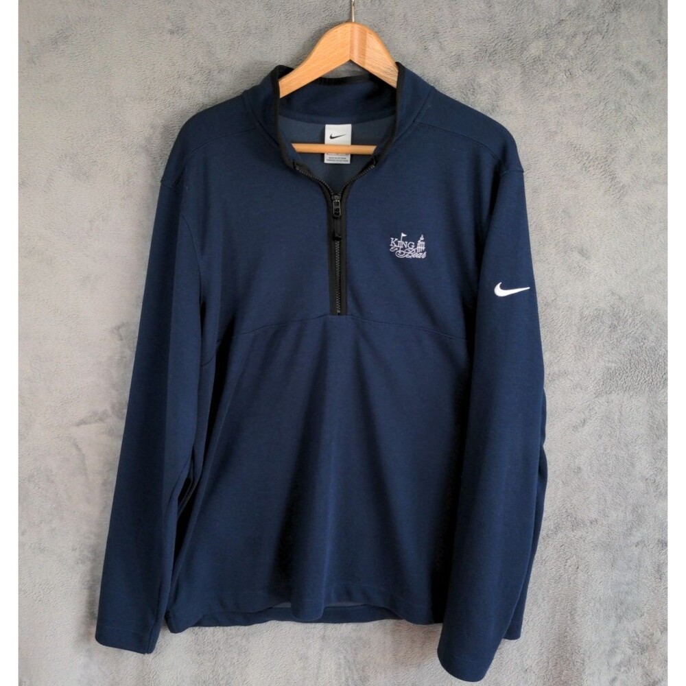 King & Bear Golf Course Nike 1/4 Zip Pullover Sweater Mens XL Navy Blue Preppy